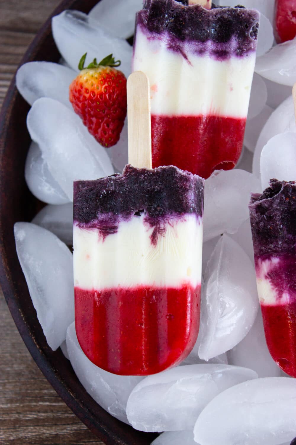 Keto Red White Blue Popsicles on ice