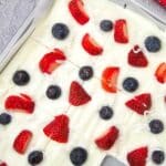 yogurt bark on a pan with piece taken out