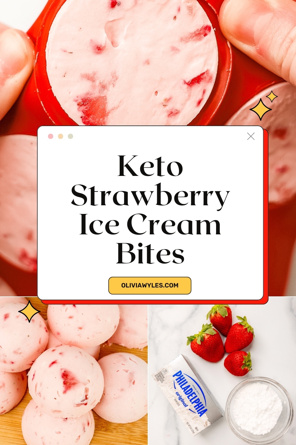 3 Ingredient Keto Strawberry Ice Cream Bites