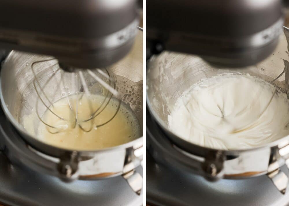mixing marshmallow ingredients in stand mixer