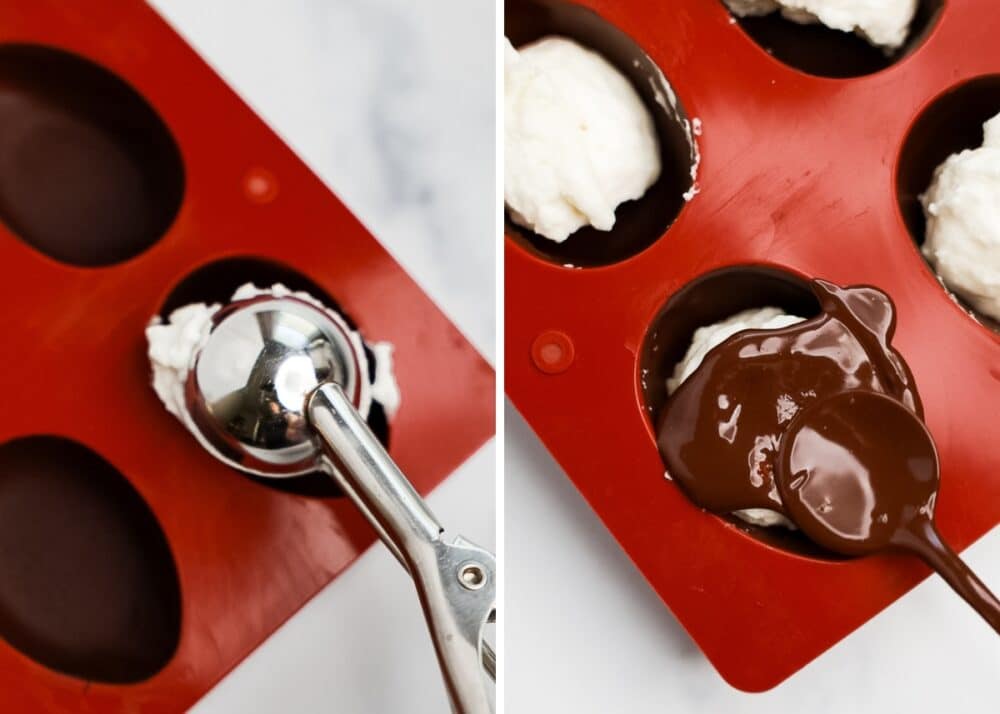 creating chocolate marshmallow eggs process