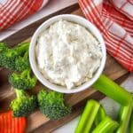 overhead shot of Cream Cheese Veggie Dip
