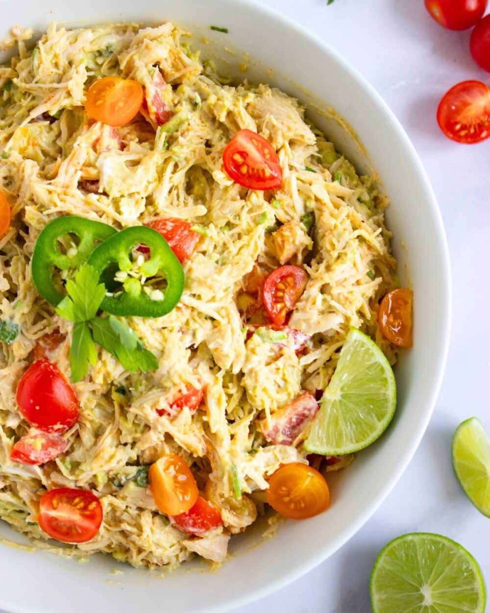 overhead shot of High Protein Chicken Salad