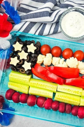 veggie tray that looks like an American flag