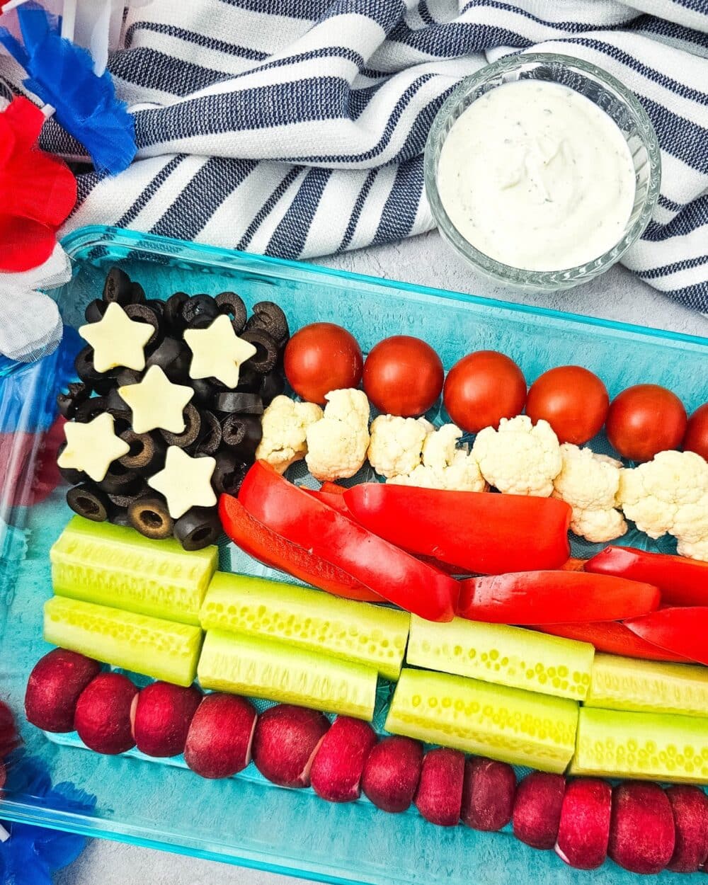 veggie tray that looks like an American flag