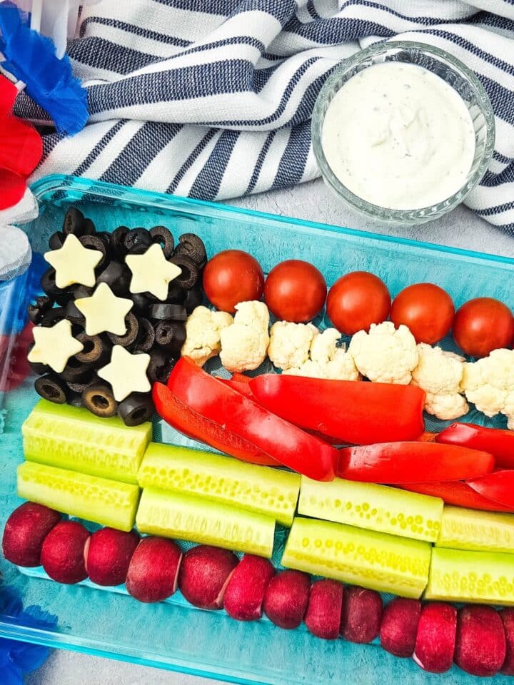 veggie tray that looks like an American flag