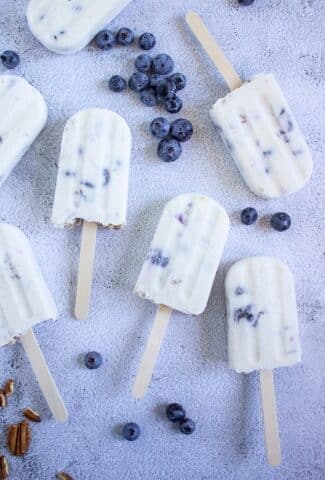 scattered Keto Protein Blueberry Cheesecake Popsicles