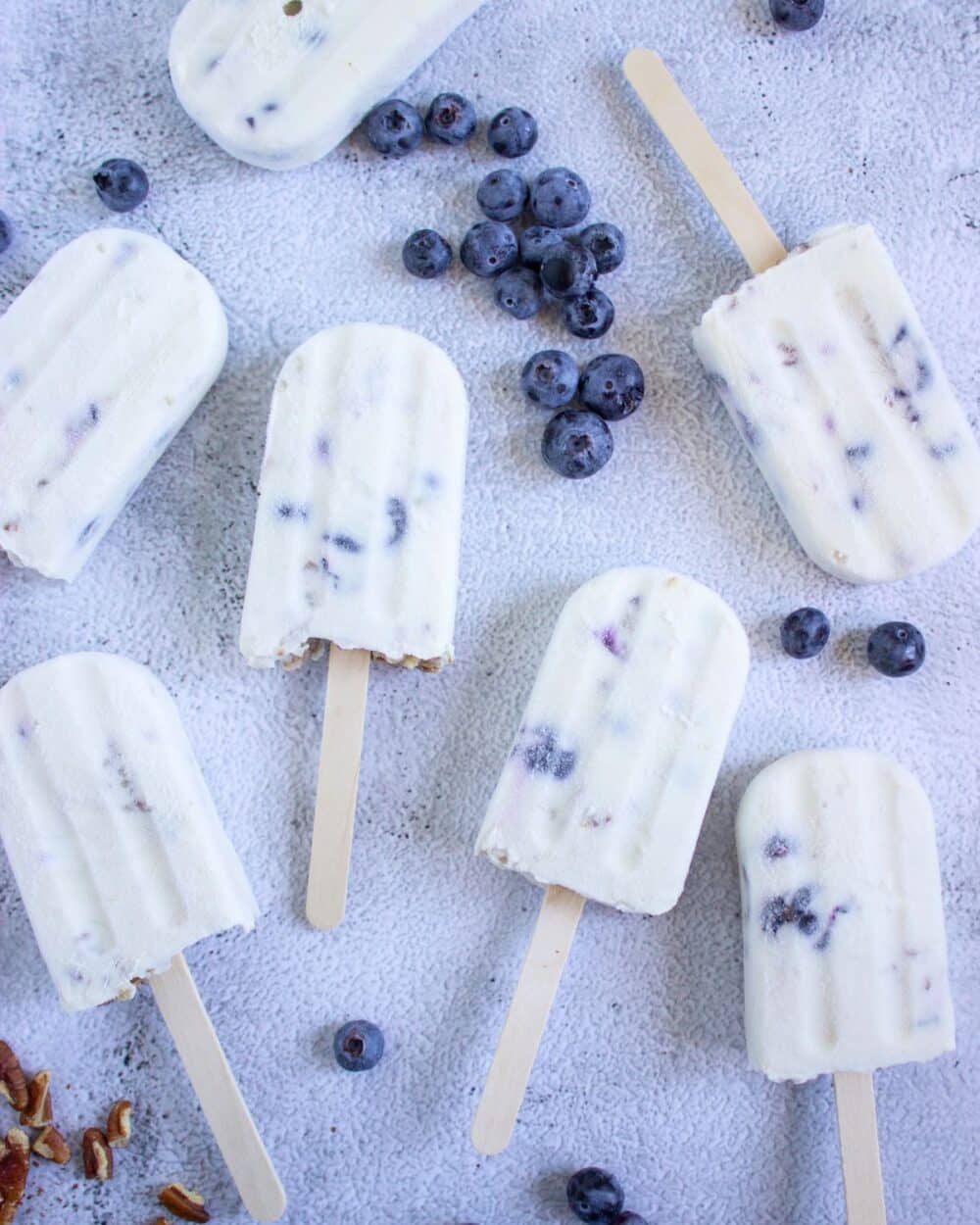 scattered Keto Protein Blueberry Cheesecake Popsicles