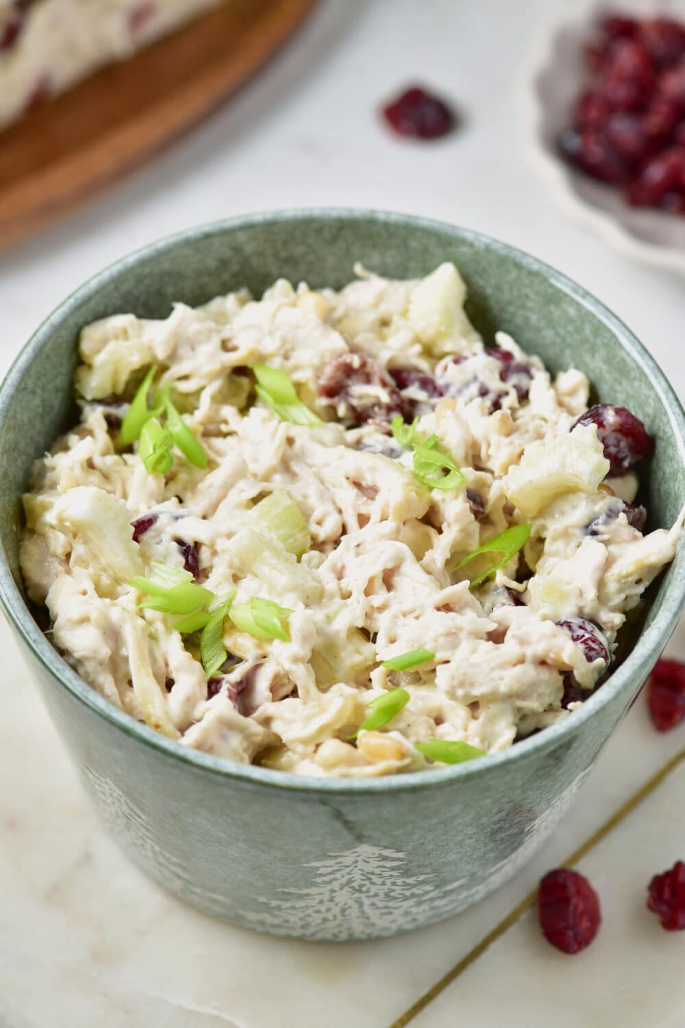 close up of cranberry chicken salad