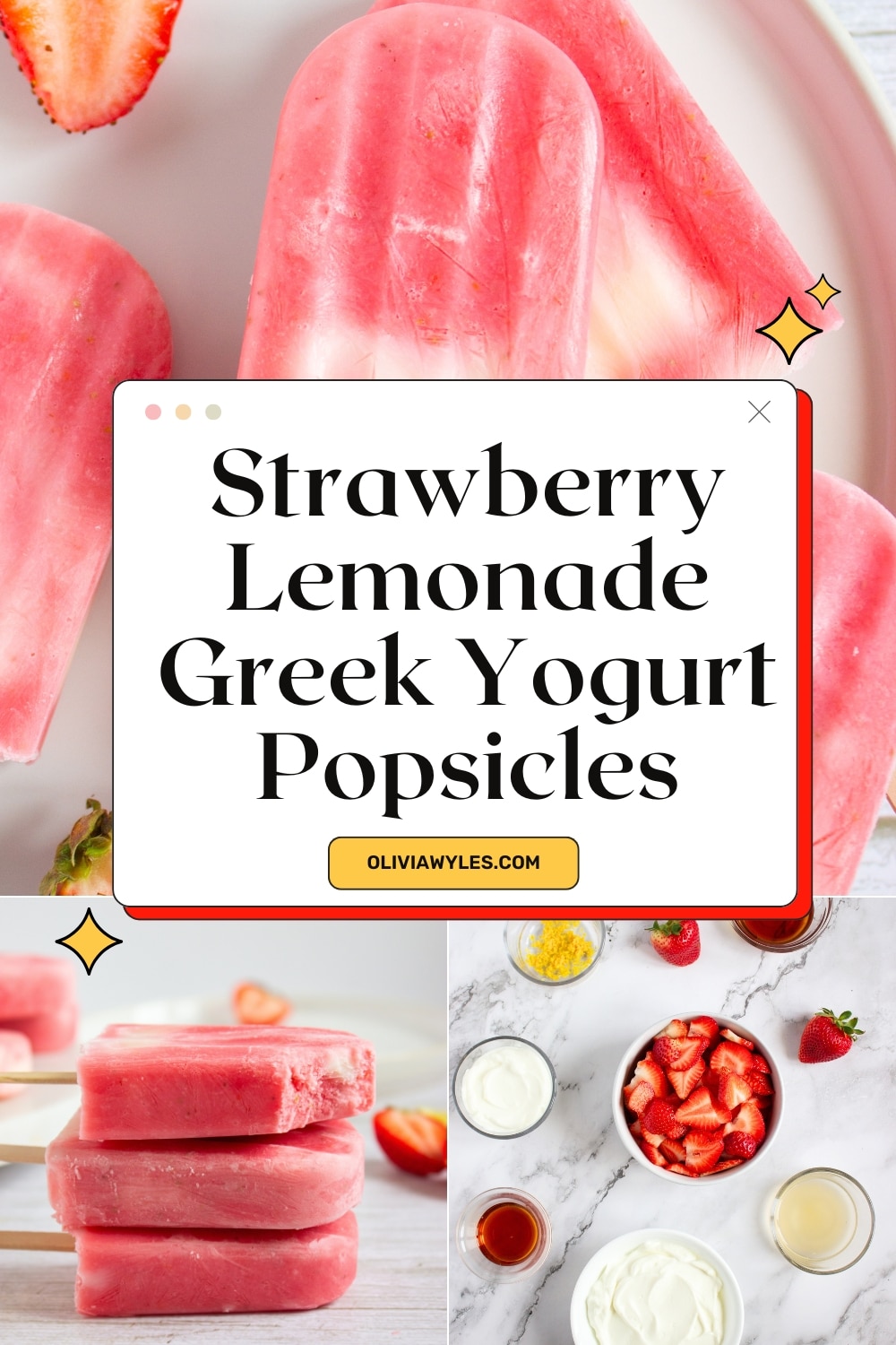 Strawberry Lemonade Greek Yogurt Popsicles Pinterest Image