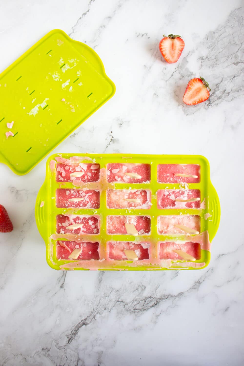 strawberry lemonade pops fresh from the freezer