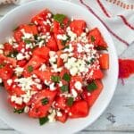 overhead shot Watermelon Feta Salad