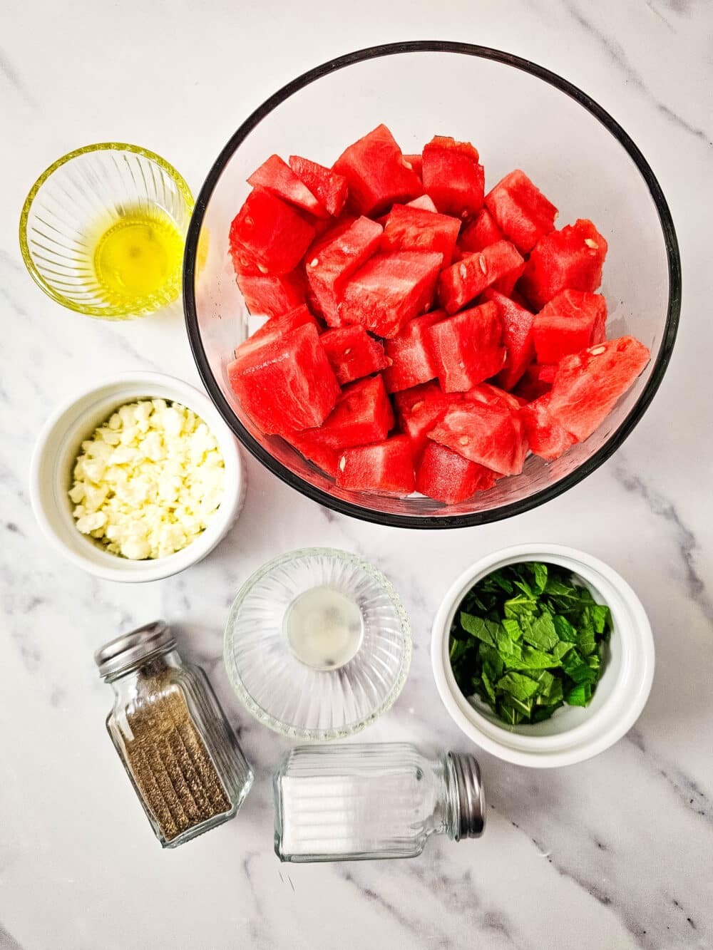 ingredients for Watermelon Feta Salad