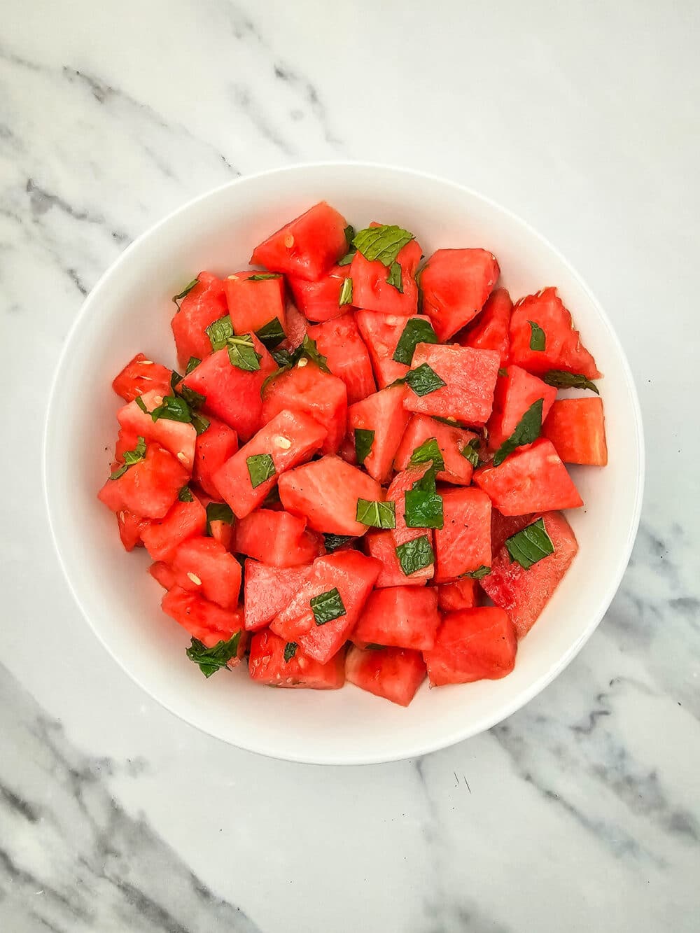 mixed chopped watermelon with mint
