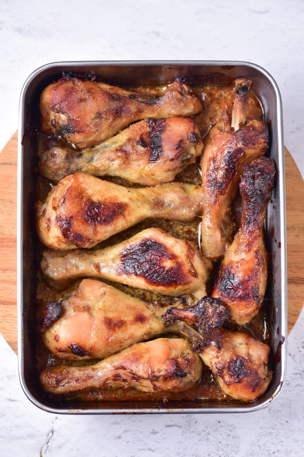 Baked Honey Mustard Chicken Drumsticks fresh from oven
