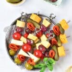 overhead view of Easy Charcuterie Skewers