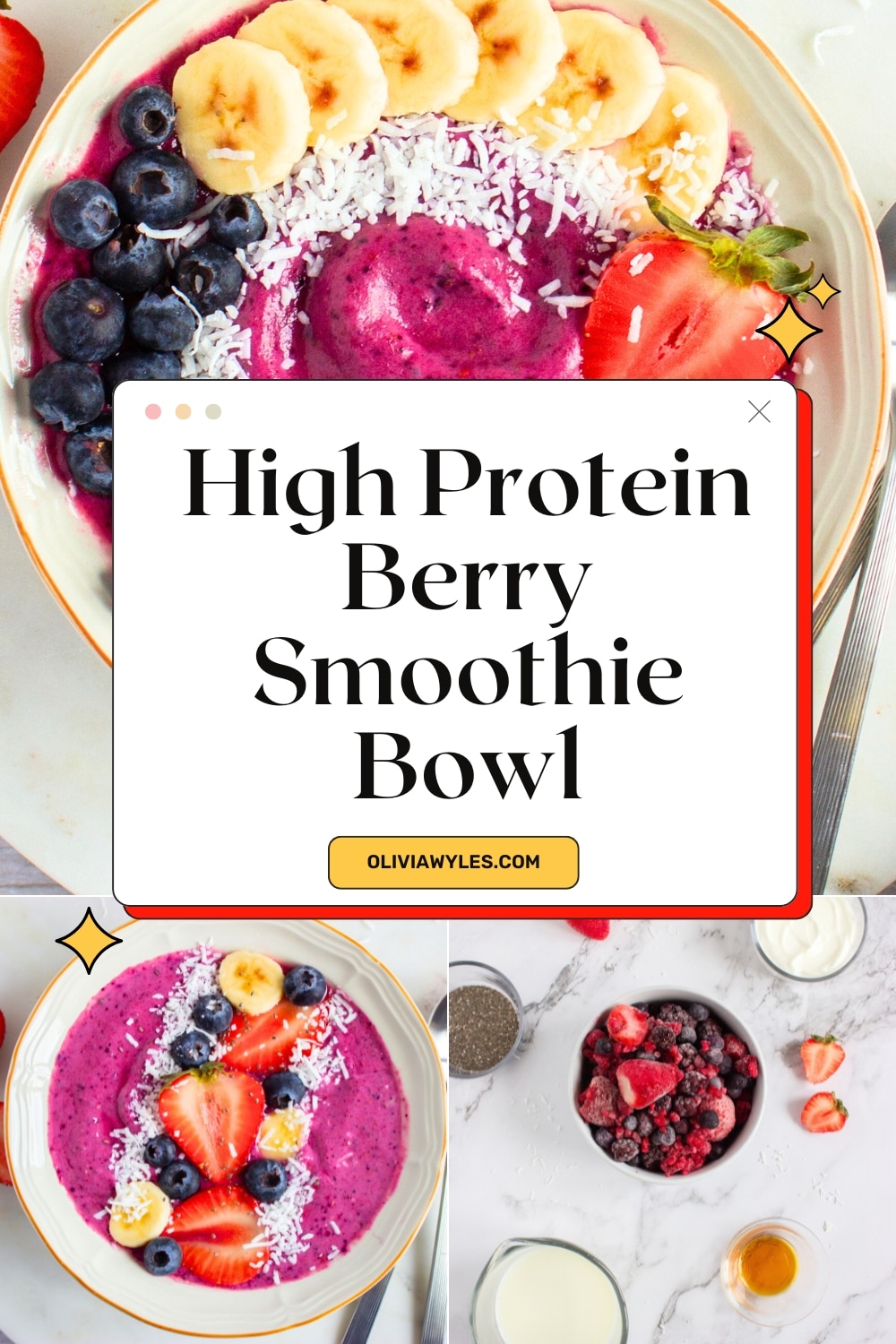 High Protein Berry Smoothie Bowl Pinterest Image