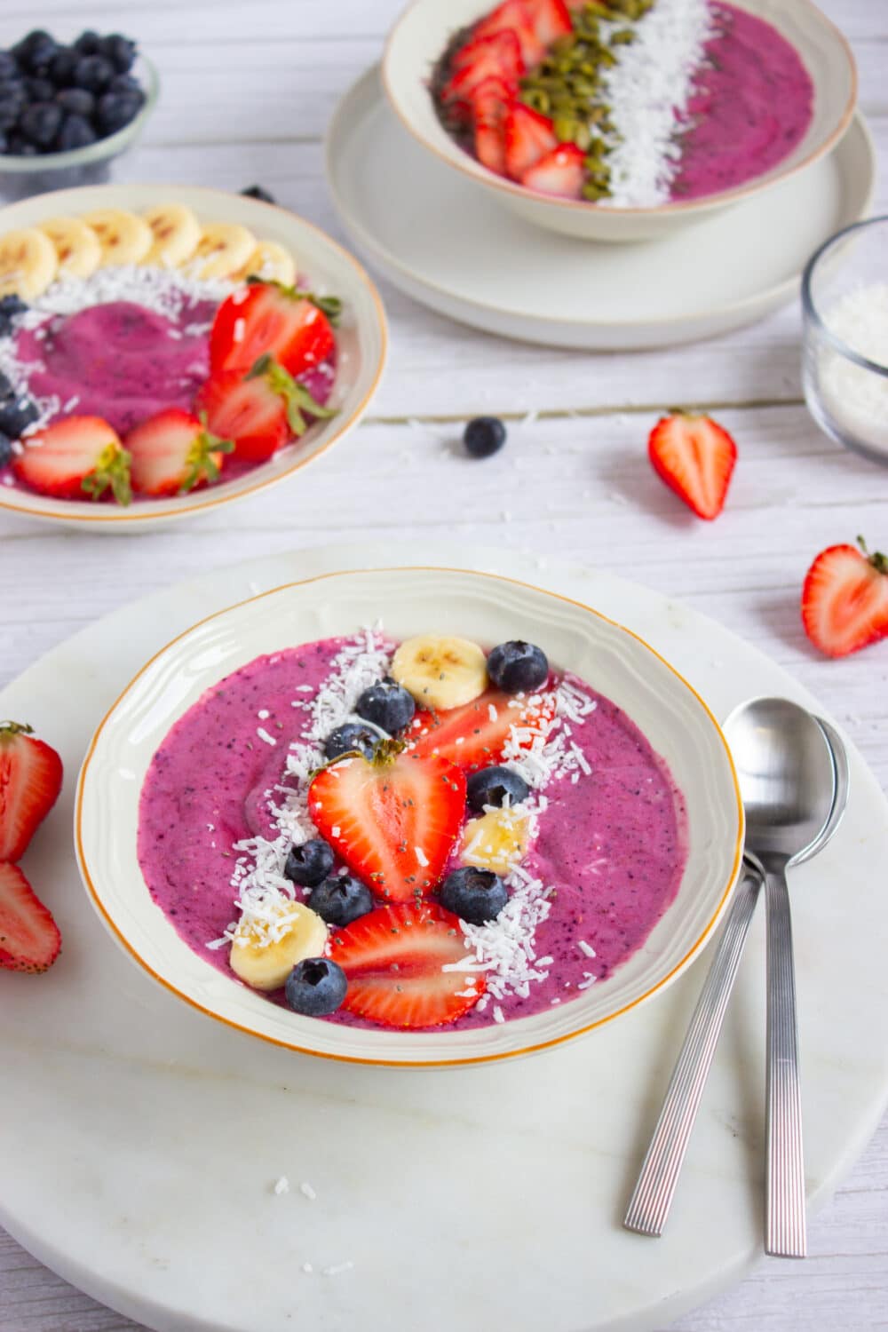 side view of High Protein Berry Smoothie Bowl