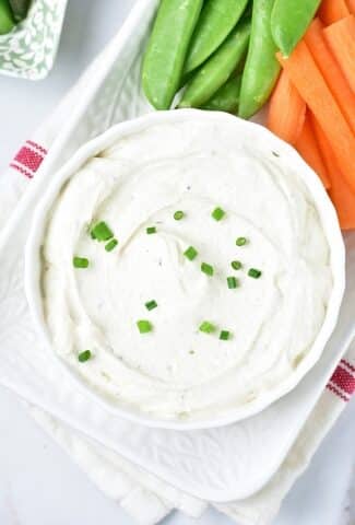 High Protein Low Carb Cottage Cheese Ranch Dip overhead