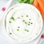 High Protein Low Carb Cottage Cheese Ranch Dip overhead