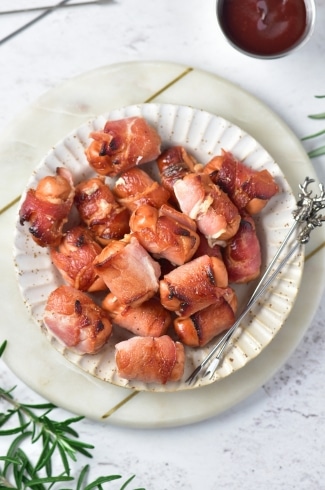 overhead view of High Protein Low Carb Pigs In A Blanket