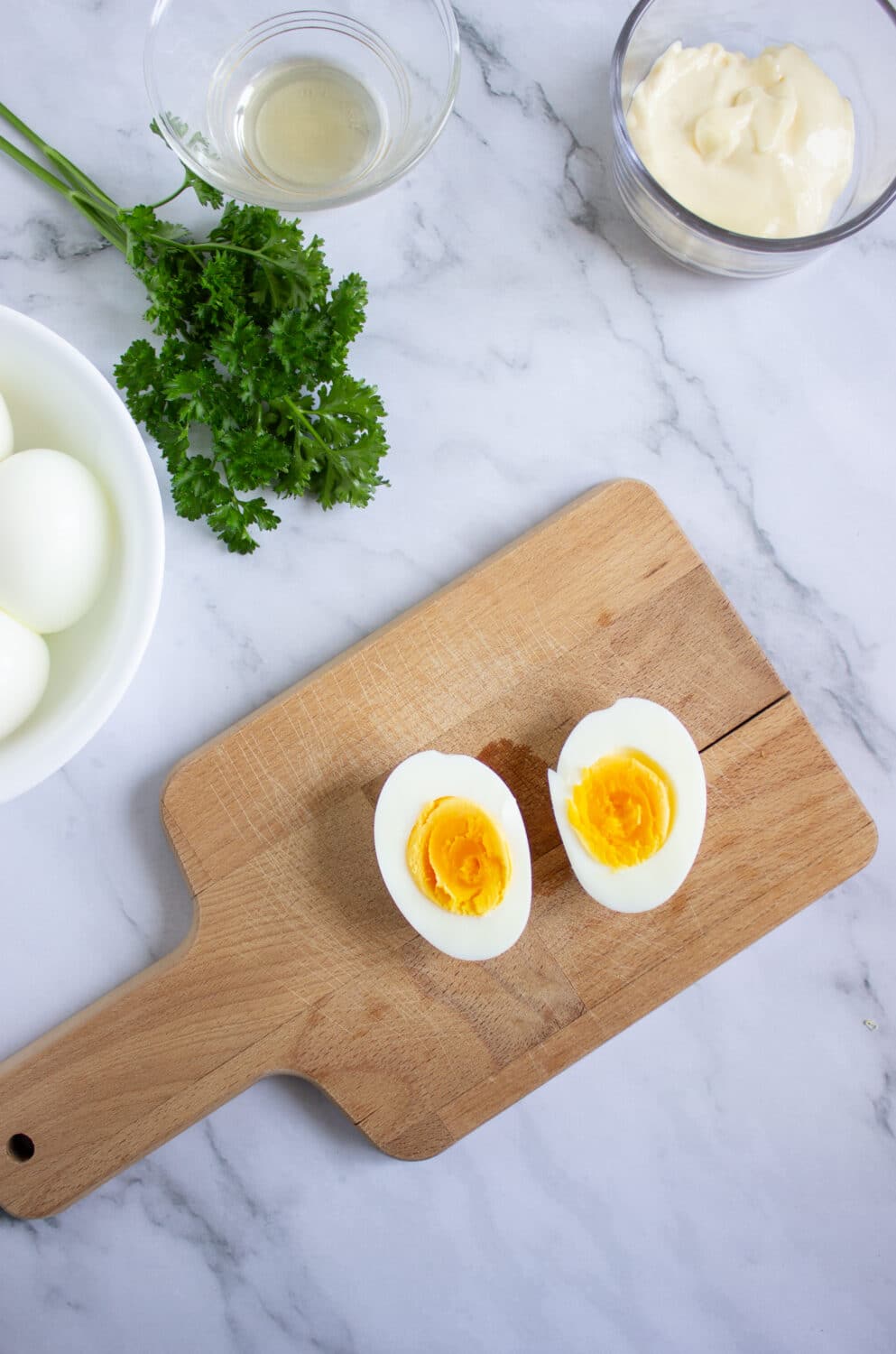 boiled egg cut in half