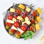 overhead view of Easy Charcuterie Skewers