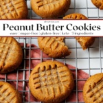 keto peanut butter cookies on a wire rack with text overlay