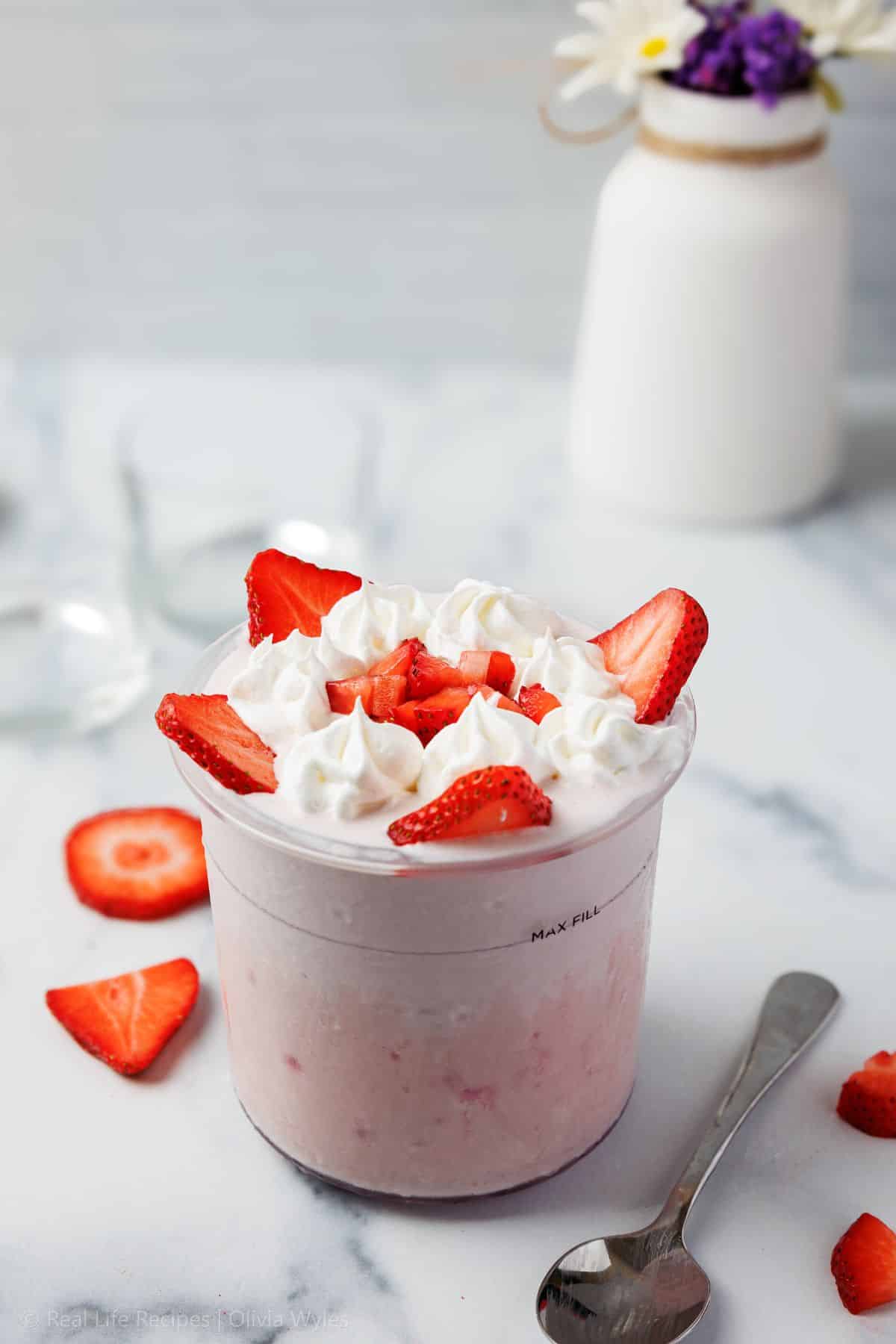Ninja Creami Strawberries and Cream Protein Ice Cream