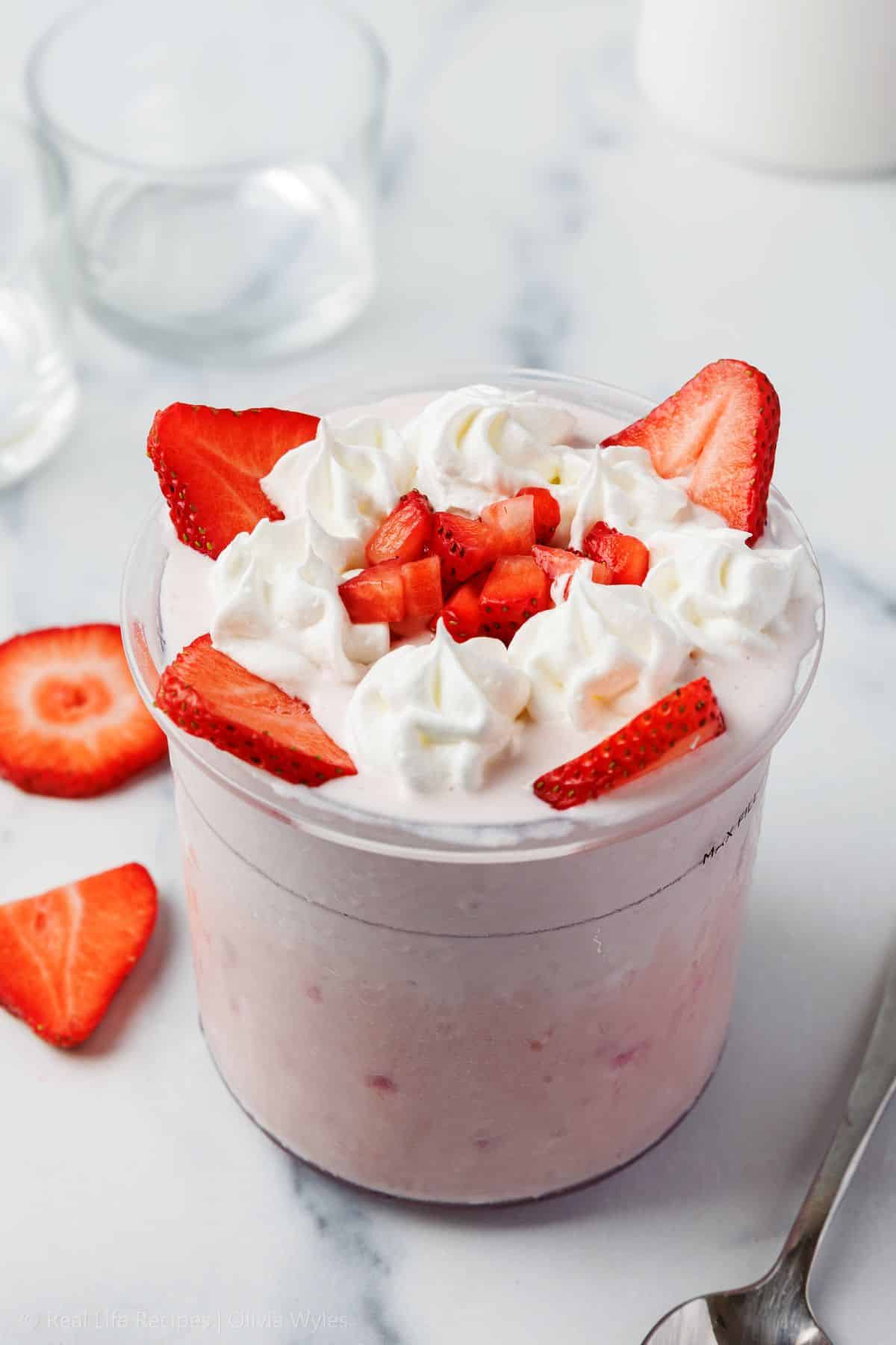 Ninja Creami Strawberries and Cream Protein Ice Cream